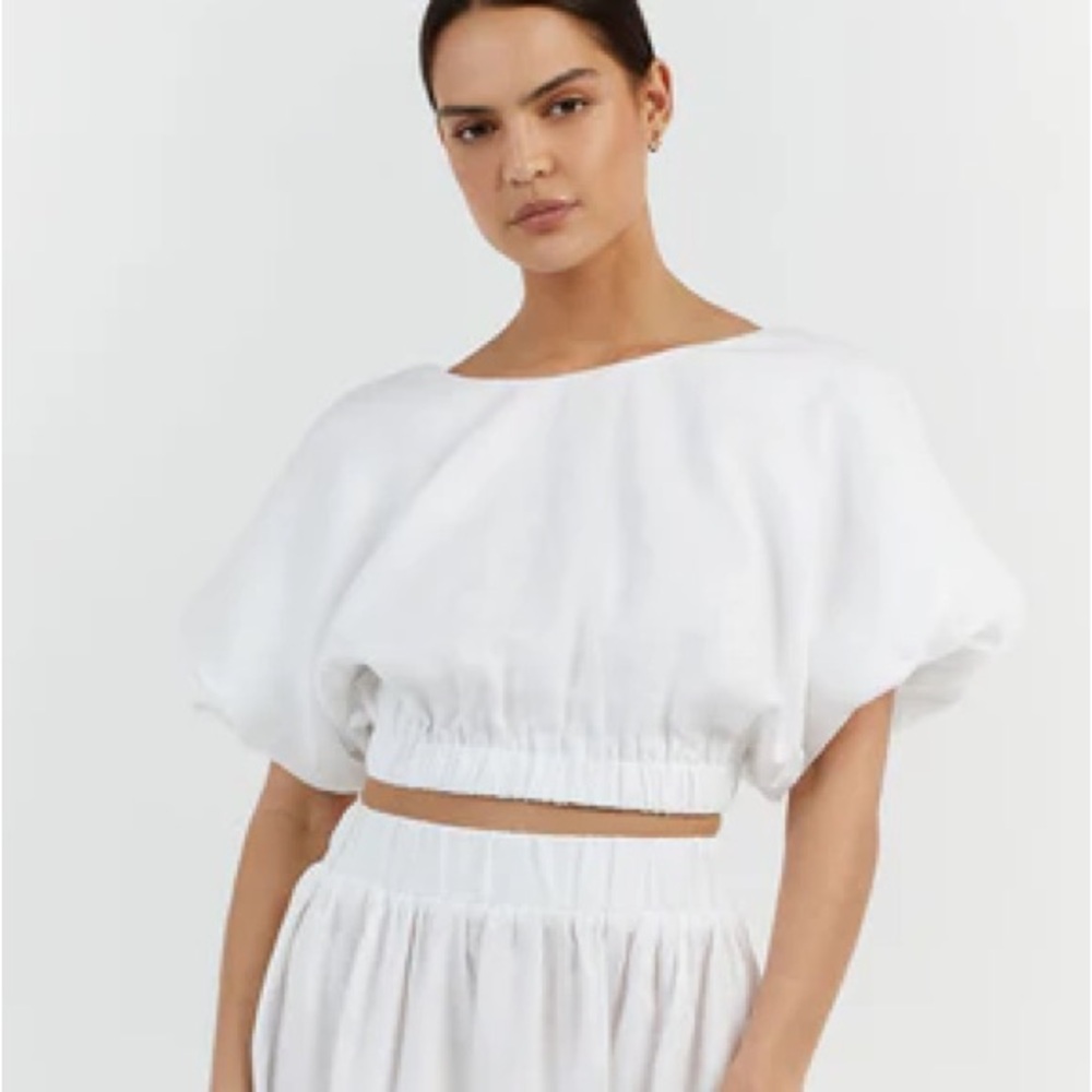 DISSH Bonnie Linen Bubble Crop Top